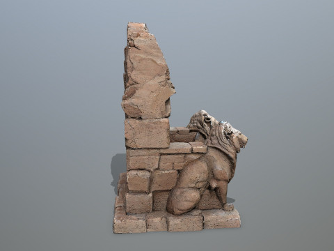Lion Stone Throne 3D 模型