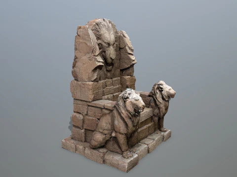 Lion Stone Throne 3D Model