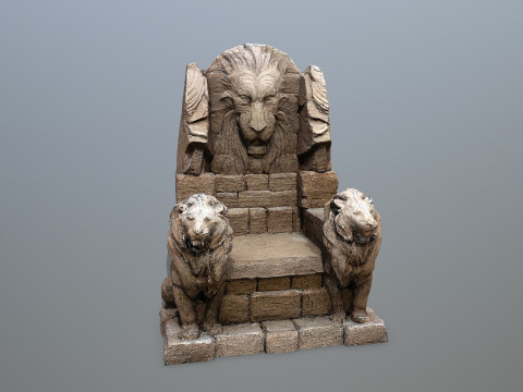Lion Stone Throne 3D 模型