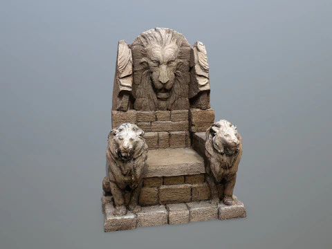 Lion Stone Throne 3D Model