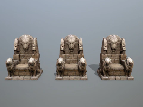 Lion Stone Throne 3D Model