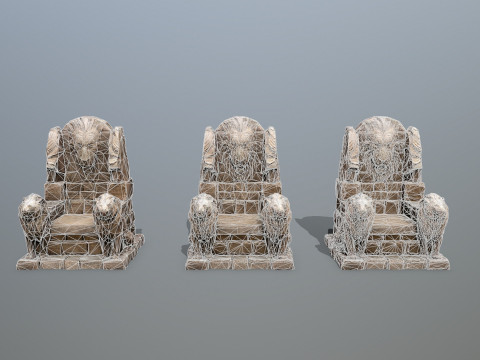 Lion Stone Throne 3D 模型