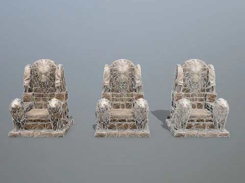 Lion Stone Throne 3D Model