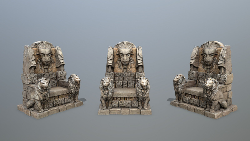 Lion Stone Throne 3Dモデル .c4d .max .obj .3ds .fbx .stl .blend 