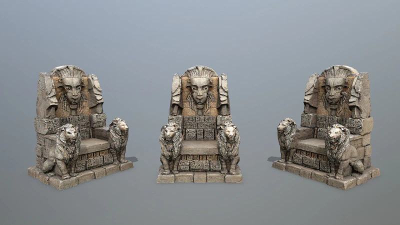 Lion Stone Throne 3D Model .c4d .max .obj .3ds .fbx .stl .blend 