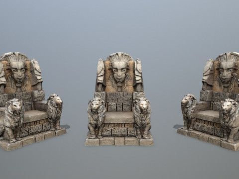 Lion Stone Throne 3D Model