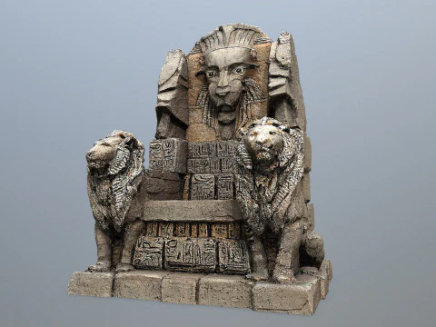 Lion Stone Throne 3D Model