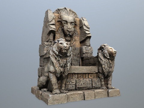 Lion Stone Throne 3Dモデル