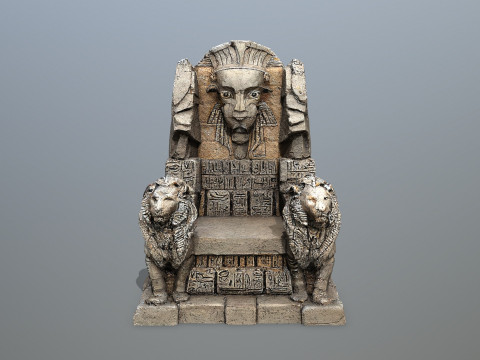 Lion Stone Throne 3Dモデル