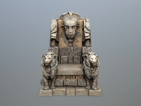 Lion Stone Throne 3D Model