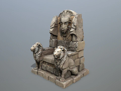 Lion Stone Throne 3D Model