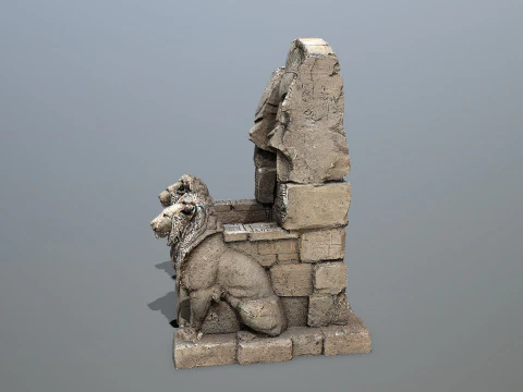 Lion Stone Throne 3D Model
