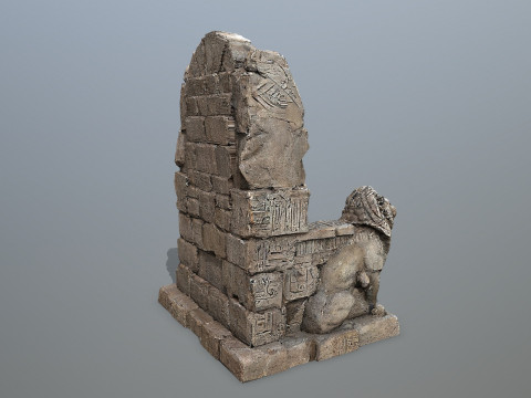 Lion Stone Throne 3Dモデル