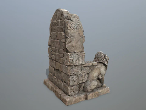 Lion Stone Throne 3D Model