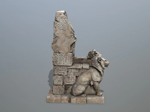Lion Stone Throne 3D Model