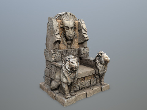 Lion Stone Throne 3Dモデル