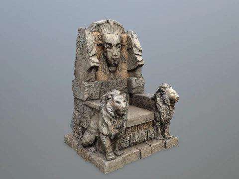 Lion Stone Throne 3D Model