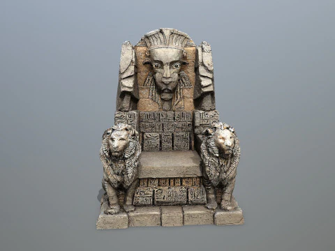 Lion Stone Throne 3D Model