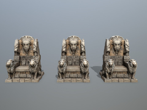 Lion Stone Throne 3Dモデル