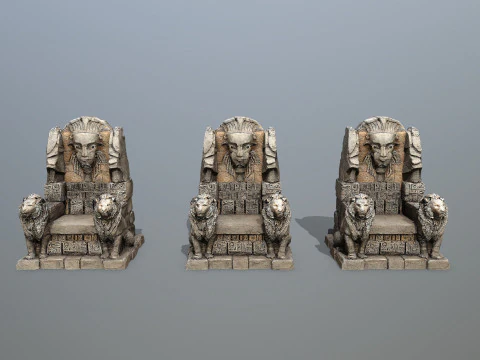 Lion Stone Throne 3D Model