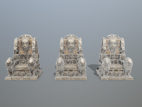 Lion Stone Throne 3Dモデル