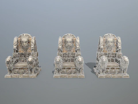 Lion Stone Throne 3D Model