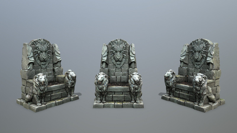 Lion Stone Throne Modelo 3D .c4d .max .obj .3ds .fbx .stl .blend 