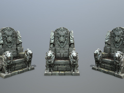 Lion Stone Throne 3D Model