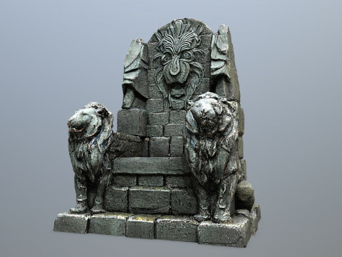 Lion Stone Throne Modelo 3D