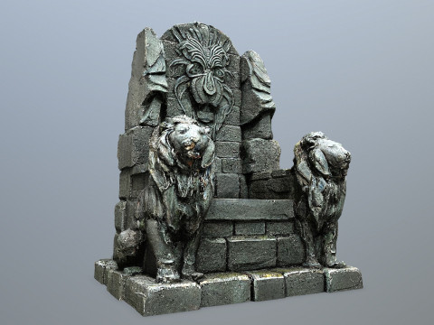 Lion Stone Throne Modelo 3D