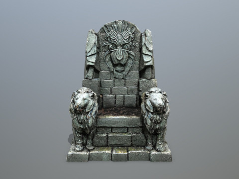 Lion Stone Throne Modelo 3D