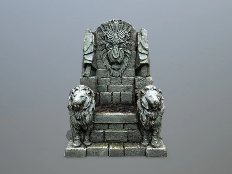 Lion Stone Throne 3D Model