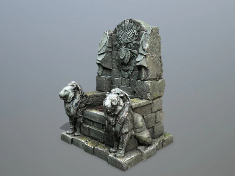 Lion Stone Throne 3D Model