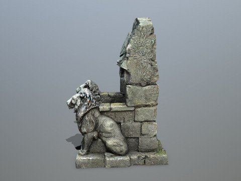 Lion Stone Throne Modelo 3D