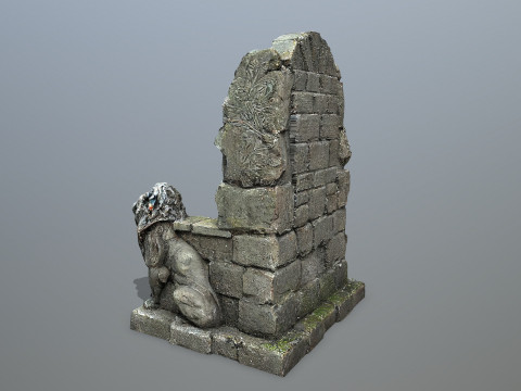 Lion Stone Throne Modelo 3D