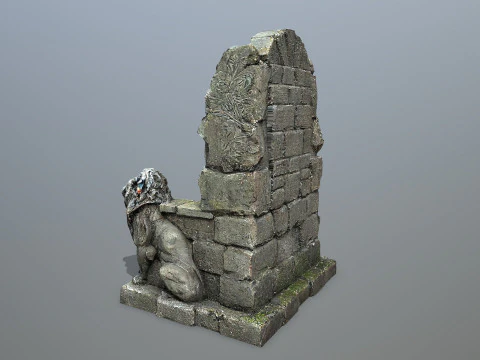 Lion Stone Throne 3D Model