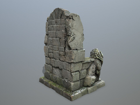 Lion Stone Throne Modelo 3D