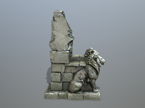 Lion Stone Throne Modelo 3D