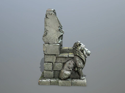Lion Stone Throne 3D Model