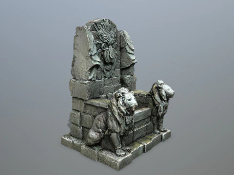 Lion Stone Throne 3D Model