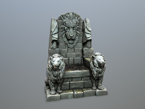 Lion Stone Throne Modelo 3D