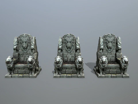 Lion Stone Throne 3D Model