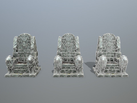 Lion Stone Throne Modelo 3D