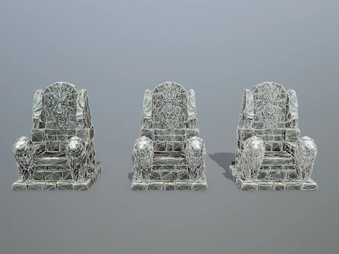 Lion Stone Throne 3D Model