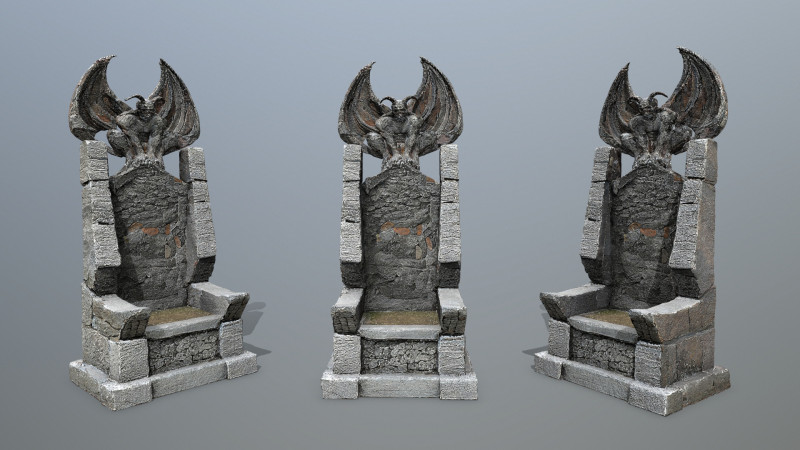 Devil Stone Throne 3D Модель .c4d .max .obj .3ds .fbx .stl .blend 
