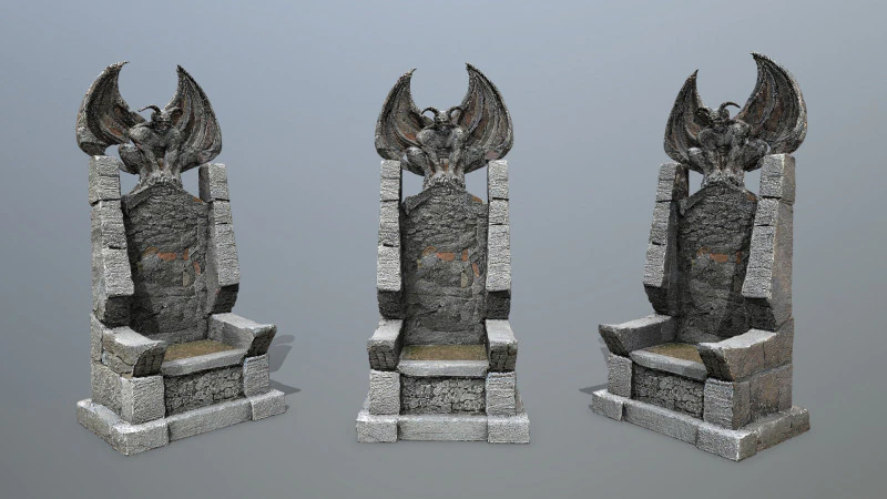 Devil Stone Throne 3D Model .c4d .max .obj .3ds .fbx .stl .blend