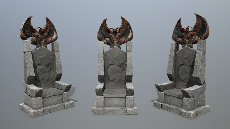 Devil Stone Throne 3D Model .c4d .max .obj .3ds .fbx .stl .blend 