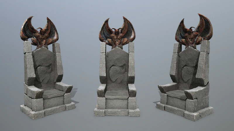 Devil Stone Throne 3D Model .c4d .max .obj .3ds .fbx .stl .blend 
