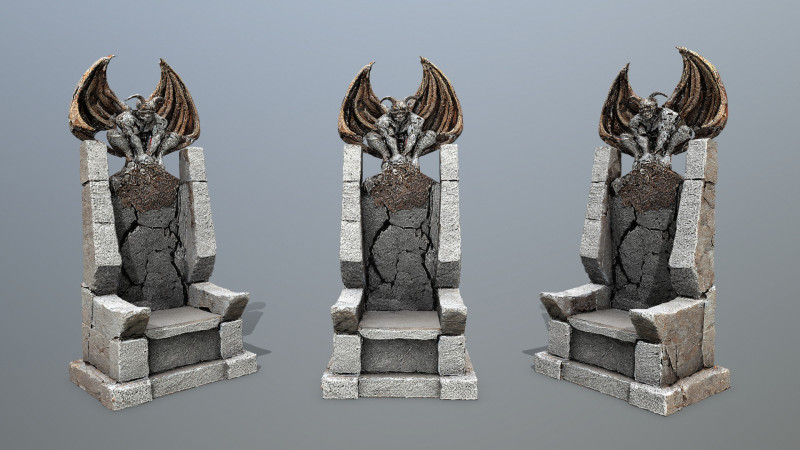 Devil Stone Throne 3D Model .c4d .max .obj .3ds .fbx .stl .blend 
