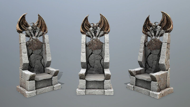 Devil Stone Throne 3D Model .c4d .max .obj .3ds .fbx .stl .blend 